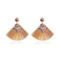 Bohemian tassel earrings with yellow and coral fringe and marble effect resin details - Multicolor Marble Pattern Fan (S209)