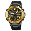Orologio sportivo nero e oro con doppio display e cinturino in silicone resistente - Oro Nero