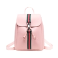 Mini sac à dos en similicuir rose avec rayures rouge-vert et cordon de serrage - Rose