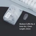 Matte transparent medium trapezoid press-on nails in size 6 with 23mm length - DA05 Matte Medium Trapezoid No.6 50Pcs