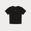 Slim fit black cropped T-shirt with white cross embroidery and lyocell fabric - XS / Black