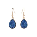 Elegant water drop earrings with cobalt blue crystal clusters and gold-plated hooks - Dark Blue