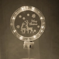 Detail of glowing Merry Christmas cake topper with LED reindeer and snowflake engraving - Style 3 Warm Light