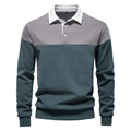 Heren polo-sweater met lange mouwen en kleurblokken met geribbelde manchetten wit - S / Lichtgrijs