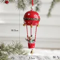 Christmas hot air balloon ornament with reindeer, 16.5x5.5cm painted metal pendant - Large Red Elk Hot Air Balloon