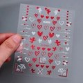 Waterproof heart nail decals with Cupid and Love text in red and white tones - Cupid's Arrow Style (XZ-D2308) / Red