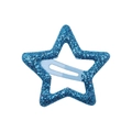 Sparkling blue star-shaped hair clip with glitter finish for children's fashion hair styling - Blue Glitter Style (1)