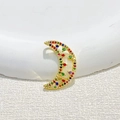 Gold plated crescent moon pendant with colorful zircon stones in a luxury INS style - Crescent Moon - Rainbow Zirconia