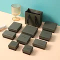 Minimalist dark grey jewelry gift box set with elegant gold lettering and paper bag - 5*5*3cm Ring Box / Black and Gray