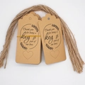 Brown kraft paper thank you tags set with twine and decorative heart pattern text - 10-Kraft Circle Thank You Style