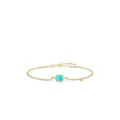 Elegante pulsera de plata S925 dorada con piedra turquesa rectangular y dije de cristal - Plata 925 / Dorado