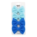 Set of four blue gradient polyester fabric bow hair clips for baby girls on white card - Gradient Blue
