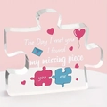 Transparent acrylic puzzle piece ornament for couples with romantic missing piece quote - Missing Piece Style (Q87)