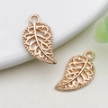 Pair of openwork leaf pendants in rose gold finish for DIY jewelry making and crafts - 1pc Leaf 10x17mm