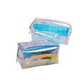 Holografisches TPU-Kosmetiktaschen-Set mit wasserdichtem PVC und Silberreißverschluss - Holographisches TPU