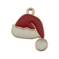 Ciondolo a forma di cappello di Babbo Natale in smalto rosso e bianco per gioielli - Cappello di Natale (14266) / 1 pezzo (17x19mm)