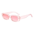 Retro rectangle sunglasses in transparent pink plastic frame with matching pink lenses - Pink Frame / Pink Lens
