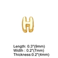 Detailed view of gold letter H pendant showing size 9x7x4mm for DIY jewelry making - Letter H