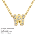 Elegante 14K vergulde roestvrijstalen ketting met letter W hanger en zirkonia steentjes - Letter W - Goud