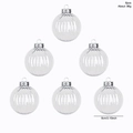 Set di 6 palline di Natale trasparenti 8cm in PET vuote per decorazioni festive - Costine Verticali Trasparenti / Set da 6