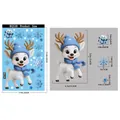Blue Christmas reindeer static window stickers with size specifications for party decor - BQ538 Reindeer & Gift