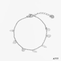 Bracciale in acciaio inossidabile argento con ciondoli multipli in zircone rotondo - Bracciale in Zircone Bianco Argento (A777)