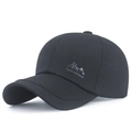 Gorra de béisbol gris oscuro para exterior con tejido transpirable y logo de montaña - Ajustable / Azul Marino