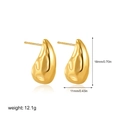 Detailed view of 14k gold teardrop earrings with dimensions and fluid metal texture - Fluid Drop Studs