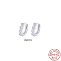 Pair of small S925 sterling silver hoop earrings with clear cubic zirconia stones 6mm - 6mm / White Gold