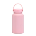Matte pink 650ml stainless steel vacuum insulated sports water bottle with hand strap - Light Pink