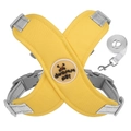 Reflective X-shaped dog harness and leash set in bright yellow and grey with adjustable straps - M (Recommended 6-10kg) / Yellow