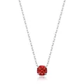 Collana minimalista in argento S925 con ciondolo ottagonale in pietra preziosa rossa - Argento 925 / Ciondolo in Zirconia Rossa da 6mm (RHN2191)