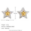 Pendientes de doble estrella bicolor en acero inoxidable con baño de oro 18k y plata - Bicolor (Oro+Plata)