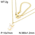 Gold stainless steel necklace with white zircon pineapple pendant weighing 2g - Gold Plant-Shaped White Zirconia Pendant (KN295039-GC)
