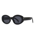 Oval marble pattern sunglasses with dark grey lenses and black glossy frame for women - Glossy Black (C1 Black Black Grey)