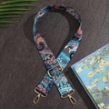 Adjustable bohemian paisley wide shoulder strap with gold metal hooks for handbags - Blue/Paisley Pattern