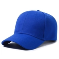 Classic royal blue cotton baseball cap in minimalist six-panel design with curved brim - Adjustable / Sapphire Blue