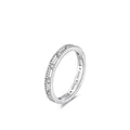 Classic S925 sterling silver minimalist ring with pavé diamonds and beaded texture - US 5 / Silver
