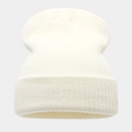 Détail de la texture en maille côtelée et du revers d'un bonnet en tricot blanc doux - 205# Blanc Doux