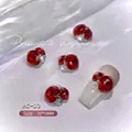 HC-02 Luxury faceted red nail rhinestones with silver base in 10x11mm size - New Year Red