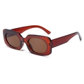 Retro amber red rectangle sunglasses with dark brown lenses in Y2K vintage style - Dark Tea Frame Tea Lens