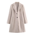 Elegant beige wool coat with a notched lapel and single-breasted buttons in a slim fit - XS / Tan