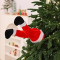 Funny Christmas tree hanging decoration featuring plush Santa legs for festive indoor scene - Santa Claus