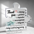 Acrylic puzzle plaque for parents with inspirational message and green leaf patterns - Thank You/Teacher / 10.5*10.5*1cm