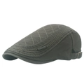 Men's vintage cotton ivy cap in dark olive with quilted stitching and metal buckle - Army Green