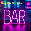Pink LED neon BAR sign wall light with pink glow for pub and home decor, size 28.5x18.8cm - Pink