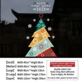 Colorful 2025 Christmas tree static window sticker with snowflakes for shop glass - Abstract Block Christmas Tree