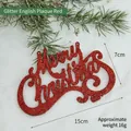 Sparkling red Merry Christmas sign hanging ornament with gold glitter for festive trees - Red