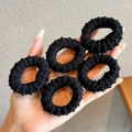 Pack of 5 durable black textured elastic hair ties with high elasticity and secure grip - Set of 5 / 1# Black (Single Outer Dia Approx 4cm Width 1.7cm)