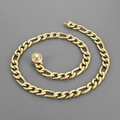 Polished golden Figaro chain necklace featuring a gemstone-encrusted round clasp detail - 20cm Bracelet / Gold (Rhinestone Clasp)